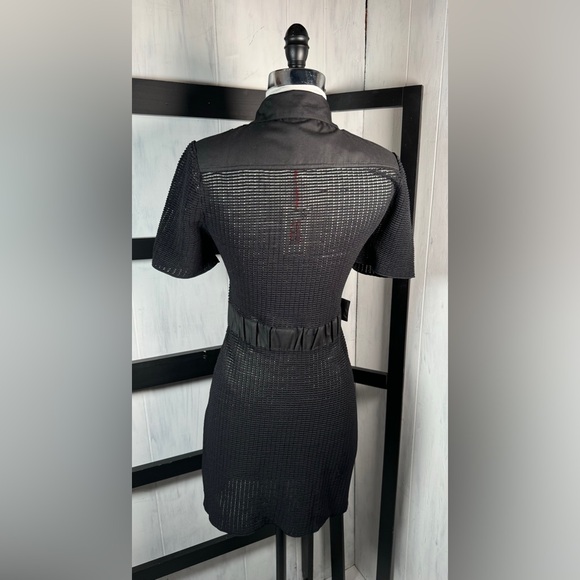 Solid & Striped Black Mesh Button Front Collared LBD, Size XS, NWT - Picture 3 of 11